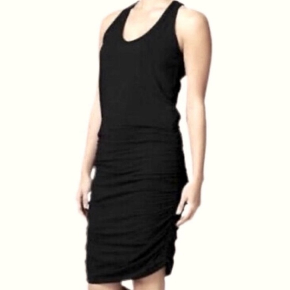 Athleta Seeker Ruched Built-in Bra Tank Athletic Black Dress Size XS - Picture 2 of 14